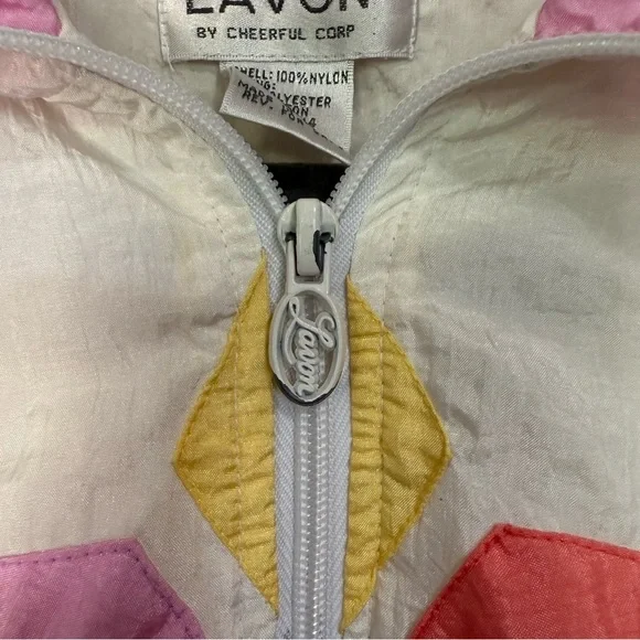 Vintage Lavon Windbreaker Jacket M Colorblock Patchwork Quilt Inspired 80s 90s - Picture 7 of 9